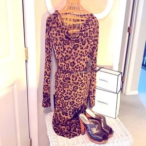 Michael Kors Ruched leopard dress